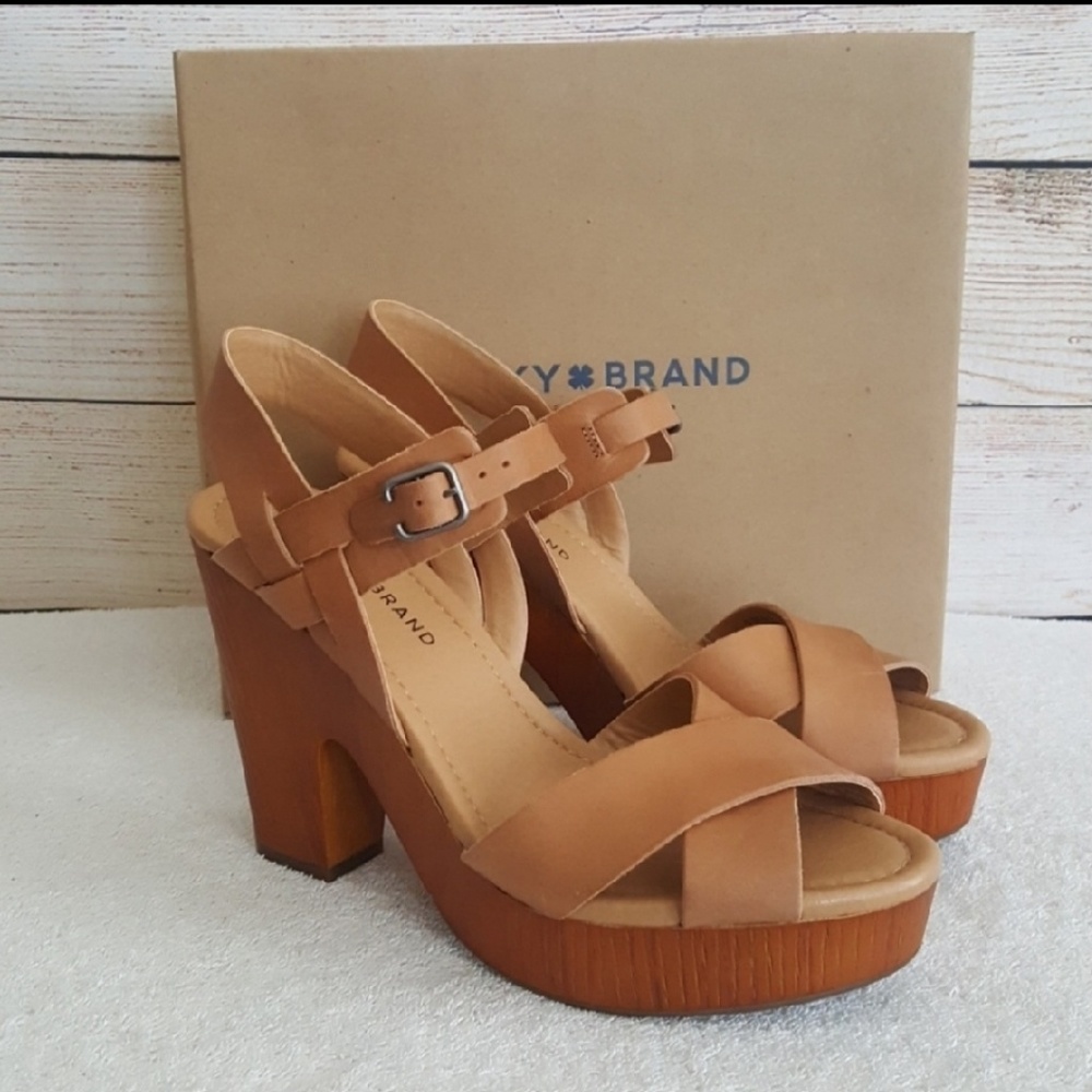 New Lucky Brand Nova Leather Slingback Sandals
